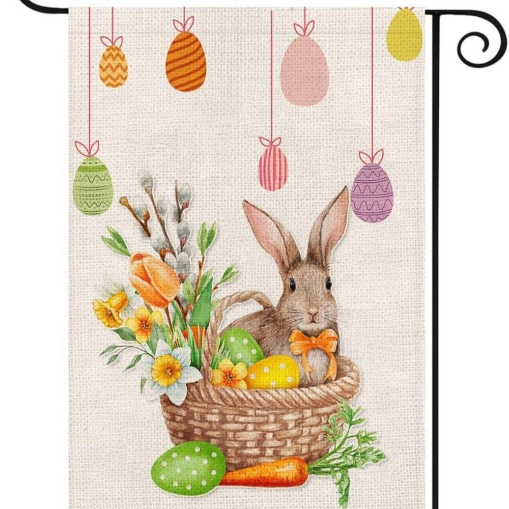 COPY - NEW EASTER BUNNY EGG BASKET RABBIT SPRING FLOWER MINI WINDOW GARDEN YARD…